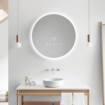 Gương thông minh màn hình cảm ứng 10.1 '', Gương phòng tắm đèn Led tròn IP65 PCAP
